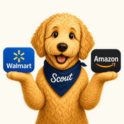 Scout comparing Amazon and Walmart household shopping