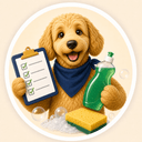 Scout holding a checklist, dish soap bottle, sponge, and bubbles